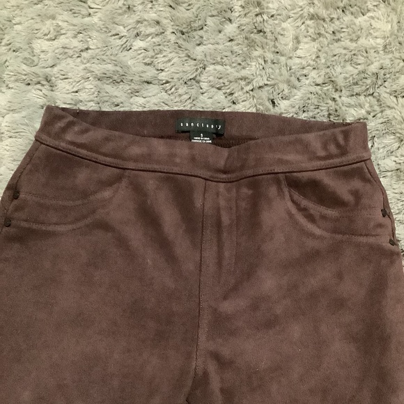 New Sanctuary X Anthropologie faux suede leggings, Burgundy/Merlot, Size S - Picture 3 of 6